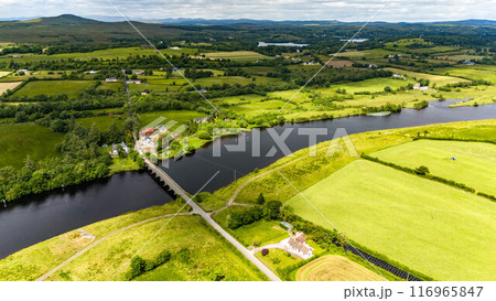 Aerial view of Rosscor Bridge in Enniskillen, Northern Ireland 116965847