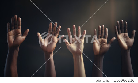 A group of hands reaching up into the airのイラスト素材 [116966216] - PIXTA