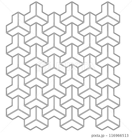 毘沙門亀甲模様の線画 116966513