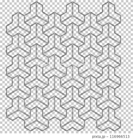 毘沙門亀甲模様の線画 116966513