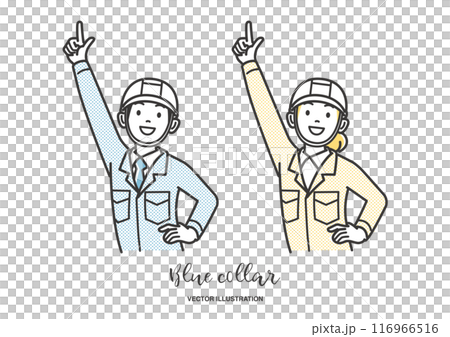 Jubilant male and female construction workers Jubilant male and female construction workers 116966516