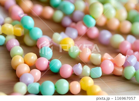 Bright plastic bead necklace for kids.AI Generated Bright plastic bead necklace for kids.AI Generated 116967057