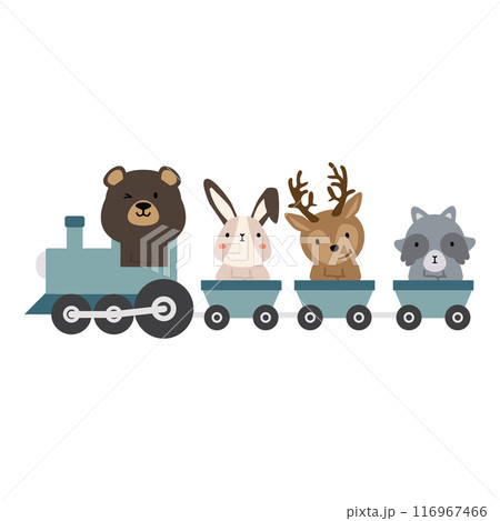 Cute animal riding train vector Cute animal riding train vector 116967466