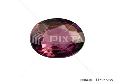 natural pink sapphire gem on the isolated white background 116967859