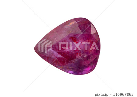 natural pink sapphire gem on the isolated white background natural pink sapphire gem on the isolated white background 116967863