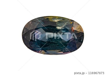 natural blue sapphire gem on the isolated white background 116967873