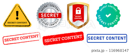 secret content caution warning restriction stamp collection watermark label shield warning sign 116968147