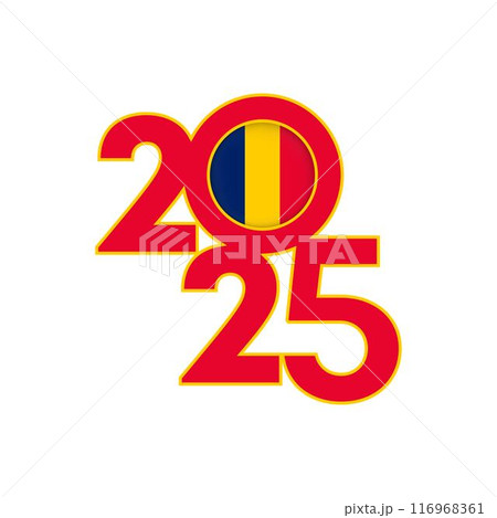 2025 banner with Chad flag inside. Vector illustration. 116968361
