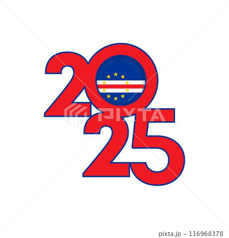 2025 banner with Cape Verde flag inside. Vector illustration. 2025 banner with Cape Verde flag inside. Vector illustration. 116968378