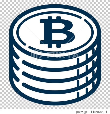 ビットコインを積み上げたアイコンイラスト ビットコインを積み上げたアイコンイラスト 116968501