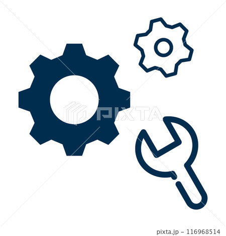 歯車とスパナのシンプルなアイコンイラスト 116968514