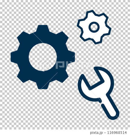 歯車とスパナのシンプルなアイコンイラスト 116968514
