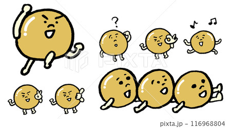 つるんと茶色に光る丸くかわいい大豆のキャラ素材 つるんと茶色に光る丸くかわいい大豆のキャラ素材 116968804