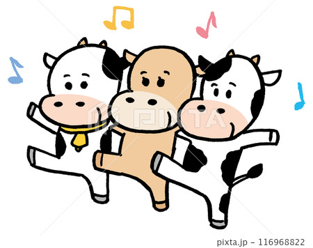 白と黒のコミカルでかわいい牛のキャラ素材 白と黒のコミカルでかわいい牛のキャラ素材 116968822