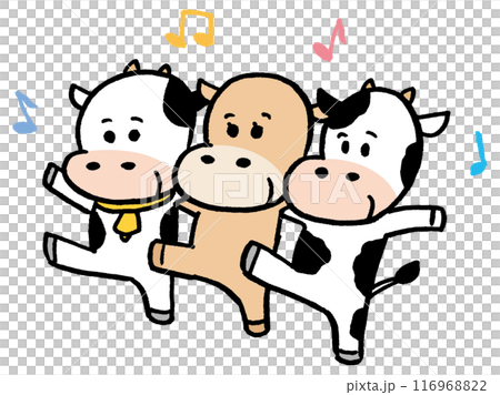 白と黒のコミカルでかわいい牛のキャラ素材 白と黒のコミカルでかわいい牛のキャラ素材 116968822