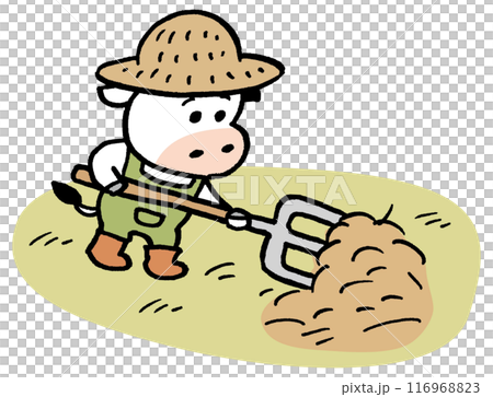 黑白滑稽可愛的牛人物素材 116968823