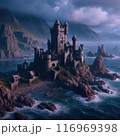 Abandoned Castle on a Rocky Seashore. AI Generated 116969398