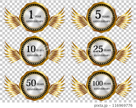 Anniversary Feather Emblem Set of 6 Gold 116969776