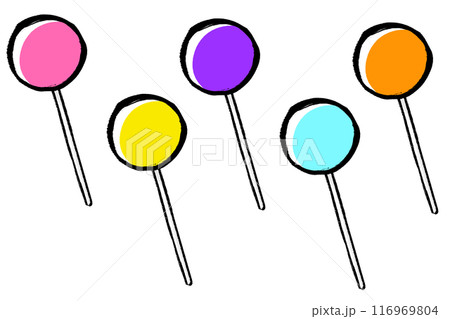 筆タッチのロリポップのイラストセット 116969804