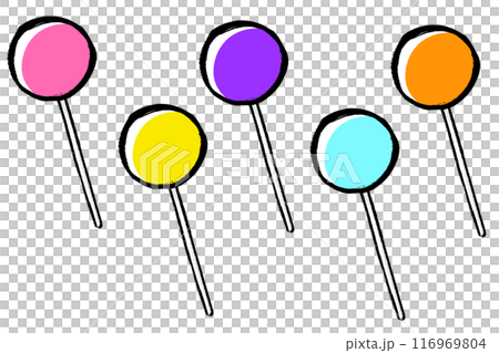 筆タッチのロリポップのイラストセット 116969804