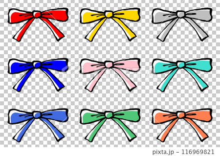 A set of colorful brush-style ribbon illustrations 116969821