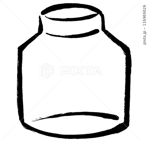 筆タッチの瓶のモノクロ線画イラスト 筆タッチの瓶のモノクロ線画イラスト 116969826