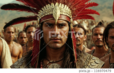 Inca warrior in the peruvian Andes 116970479