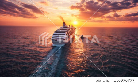 Cruise Ship, Cruise Liners beautiful white cruise ship above luxury cruise in the ocean sea at early in the morning time Cruise Ship, Cruise Liners beautiful white cruise ship above luxury cruise in the ocean sea at early in the morning time 116970777