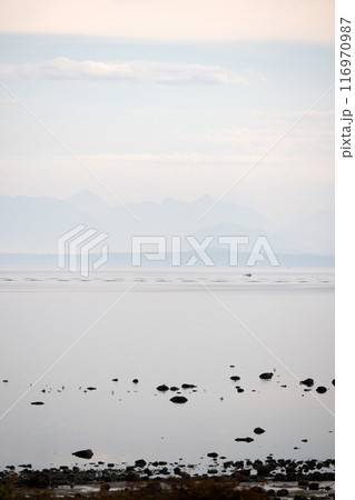 Misty sea landscape, British Columbia coast 116970987