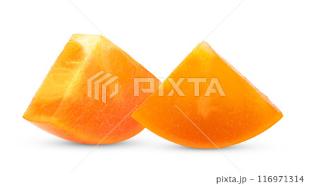 persimmon slice  isolated on white background 116971314