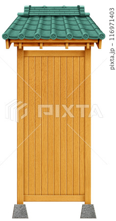 素材:瓦屋根と木の看板 素材:瓦屋根と木の看板 116971403