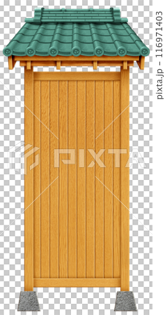 素材:瓦屋根と木の看板 素材:瓦屋根と木の看板 116971403