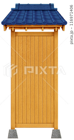 素材：瓦屋根と木の看板 116971406