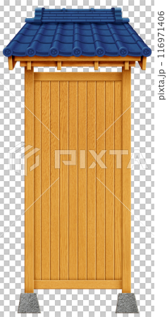 素材：瓦屋根と木の看板 116971406