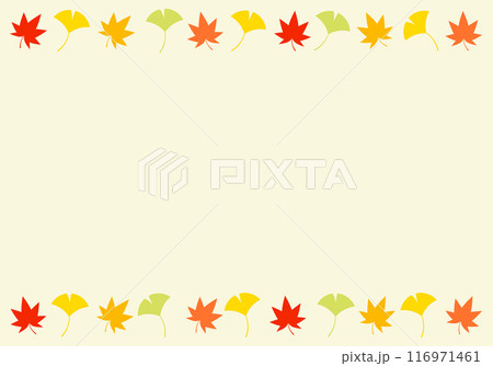 紅葉のもみじと銀杏フレーム背景15黄色 116971461