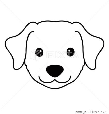 シンプルで可愛いローデシアン・リッジバックの顔のイラスト　主線のみ 116971472