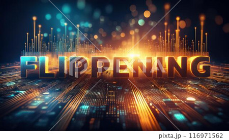 Text "Flippening" with neon background. 116971562