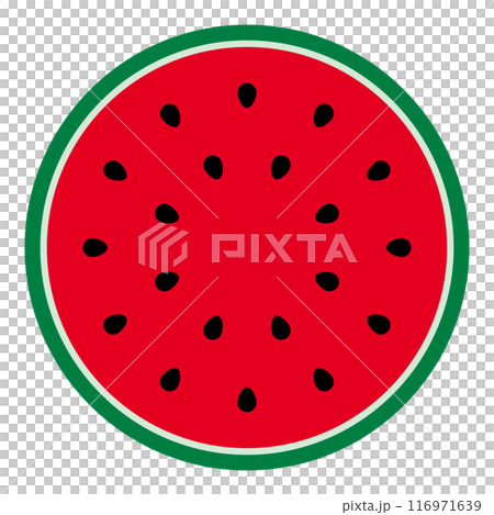 Watermelon, half cut, top view, illustration, vector, single 116971639