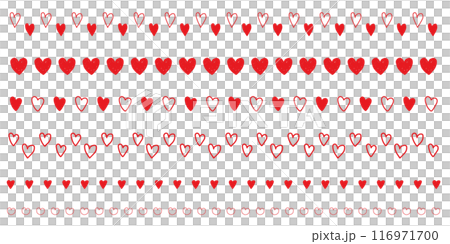 Heart line handwritten red set 116971700