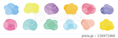 シェイプ　抽象的な形　液体　水彩風　ベクター　セット	 116971860