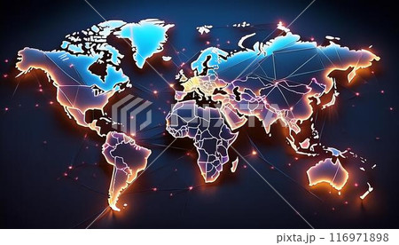 黒い背景と世界地図 116971898