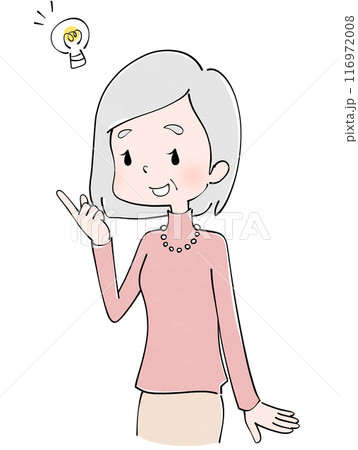 納得するシニア女性のイラスト 納得するシニア女性のイラスト 116972008