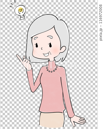 納得するシニア女性のイラスト 納得するシニア女性のイラスト 116972008