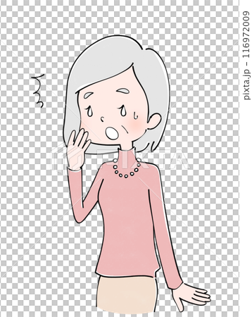 びっくりするシニア女性のイラスト 116972009
