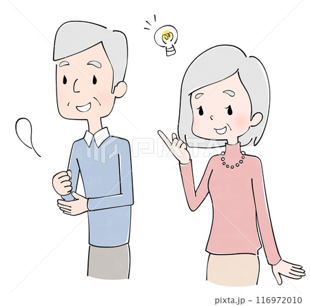 納得するシニア夫婦のイラスト 納得するシニア夫婦のイラスト 116972010
