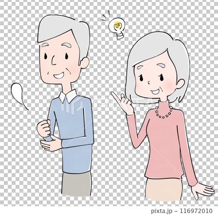 納得するシニア夫婦のイラスト 納得するシニア夫婦のイラスト 116972010