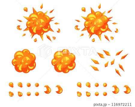 かわいい爆発のエフェクトのイラスト素材セット 116972211