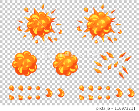 かわいい爆発のエフェクトのイラスト素材セット 116972211