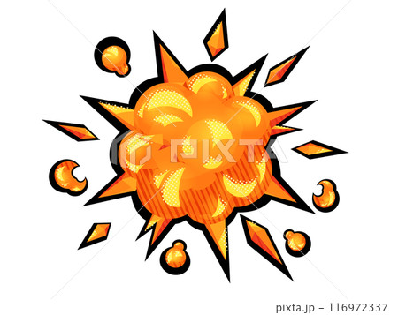 アメコミ風のかわいい爆発のエフェクトのイラスト 116972337