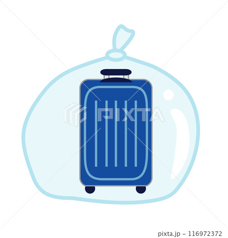 トコジラミの対策の為にスーツケースをビニール袋に入れているイラスト 116972372